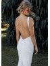 V Neck Ivory Lace Open Back Sexy Modern Wedding Dress